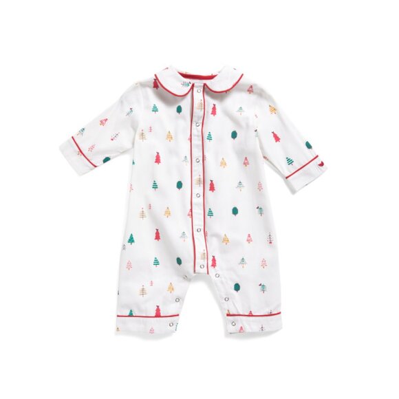 PETITE PLUME White Infants Merry Trees Cambridge Coveralls - Picture 1 of 2